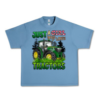 Pebble Blue just a girl who loves tractors Urban Heavy Tee - BarkalooDesign
