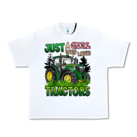 White just a girl who loves tractors Urban Heavy Tee - BarkalooDesign