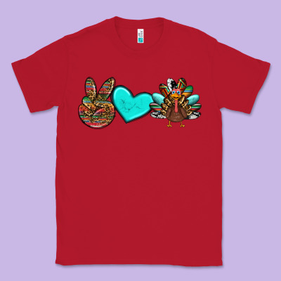 Peace Love Thanksgiving Turkey Classic Tee Designed By Ranaportraitstore