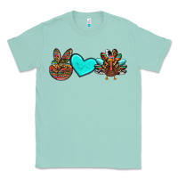 Seafoam peace love thanksgiving turkey Classic Tee - RanaPortraitStore