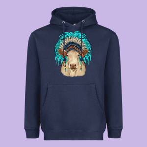 Charolais Indian Headdress Heavyweight Hoodie Designed By Jahusdesignshop