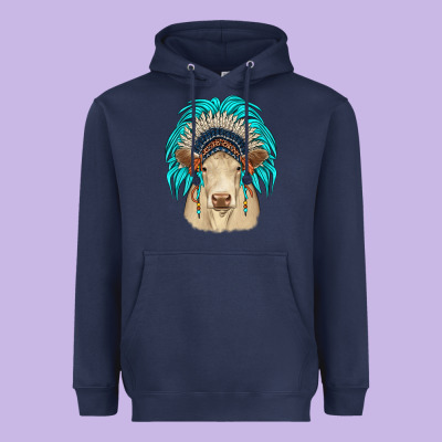 Charolais Indian Headdress Heavyweight Hoodie Designed By Jahusdesignshop