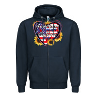 Navy American heart southern soul Zipper Hoodie - CowGirlArtShop