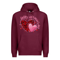 Burgundy happy valentine's day hearts Premium Hoodie - MaliasSmallBusiness