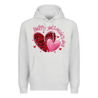 Dove Grey happy valentine's day hearts Premium Hoodie - MaliasSmallBusiness