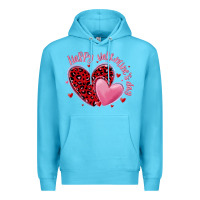 Ocean Blue happy valentine's day hearts Premium Hoodie - MaliasSmallBusiness