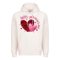 Pale Pink happy valentine's day hearts Premium Hoodie - MaliasSmallBusiness