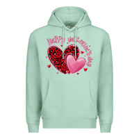 Seafoam happy valentine's day hearts Premium Hoodie - MaliasSmallBusiness