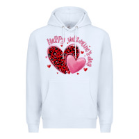 White happy valentine's day hearts Premium Hoodie - MaliasSmallBusiness