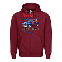 Burgundy American heart southern soul truck Zipper Hoodie - Neo Western