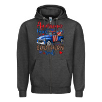Charcoal Heather American heart southern soul truck Zipper Hoodie - Neo Western
