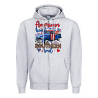 Heather Grey American heart southern soul truck Zipper Hoodie - Neo Western