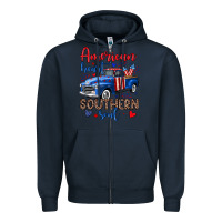 Navy American heart southern soul truck Zipper Hoodie - Neo Western