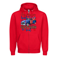 Red American heart southern soul truck Zipper Hoodie - Neo Western