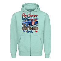 Seafoam American heart southern soul truck Zipper Hoodie - Neo Western