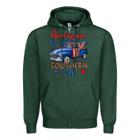 Sports Green American heart southern soul truck Zipper Hoodie - Neo Western