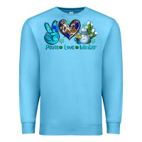 Ocean Blue peace love winter ado Premium Sweatshirt - AdoDesignShop