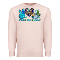 Pale Pink peace love winter ado Premium Sweatshirt - AdoDesignShop