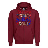 Burgundy American heart southern soul Zipper Hoodie - Neo Western