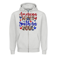Dove Grey American heart southern soul Zipper Hoodie - Neo Western