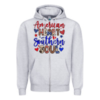 Heather Grey American heart southern soul Zipper Hoodie - Neo Western