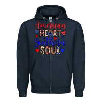 Navy American heart southern soul Zipper Hoodie - Neo Western