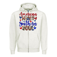 Oatmeal Heather American heart southern soul Zipper Hoodie - Neo Western