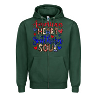 Sports Green American heart southern soul Zipper Hoodie - Neo Western