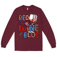 Burgundy red wine and blue Long Sleeve Tee - Zillion Design Studio