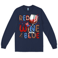 Navy red wine and blue Long Sleeve Tee - Zillion Design Studio