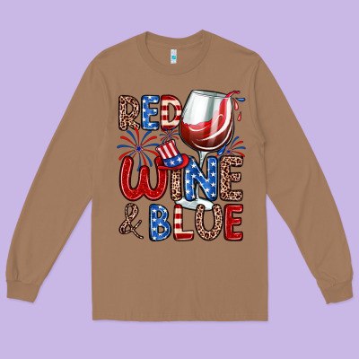 Red Wine And Blue Long Sleeve Tee Designed By Zillion Design Studio