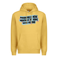 Antique Gold physically here mentally at home with my dog Premium Hoodie - MaliasSmallBusiness