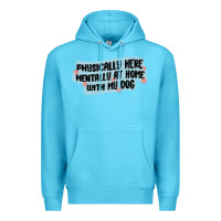 Ocean Blue physically here mentally at home with my dog Premium Hoodie - MaliasSmallBusiness