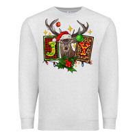 Oatmeal Heather joy with reindeer ado Premium Sweatshirt - AdoDesignShop