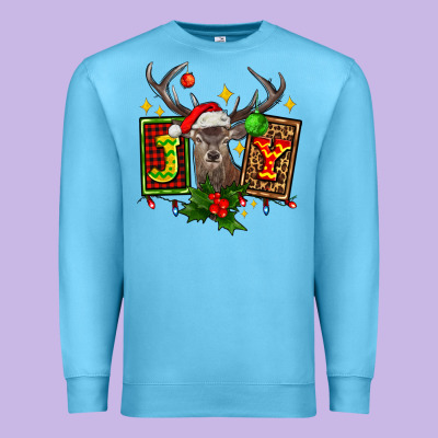 Joy With Reindeer Ado Premium Sweatshirt Designed By Adodesignshop