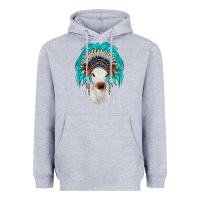 Heather Grey calf indian headdress Heavyweight Hoodie - JahusDesignShop