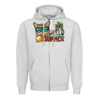 Dove Grey hello summer Zipper Hoodie - SublimationCraftShop