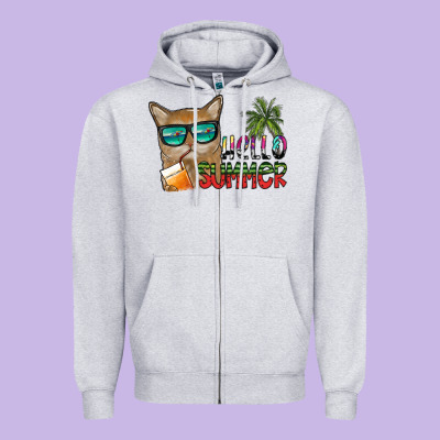 Hello Summer Zipper Hoodie Designed By Sublimationcraftshop