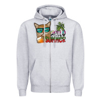Heather Grey hello summer Zipper Hoodie - SublimationCraftShop