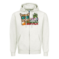 Oatmeal Heather hello summer Zipper Hoodie - SublimationCraftShop