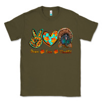 Army Green peace love thankful Classic Tee - RanaPortraitStore