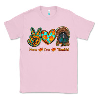 Bubblegum Pink peace love thankful Classic Tee - RanaPortraitStore