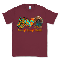 Burgundy peace love thankful Classic Tee - RanaPortraitStore