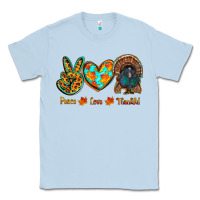 Dusty Blue peace love thankful Classic Tee - RanaPortraitStore