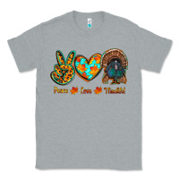 Heather Grey peace love thankful Classic Tee - RanaPortraitStore