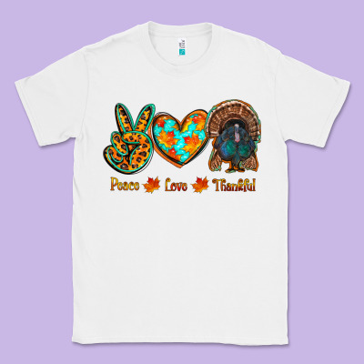 Peace Love Thankful Classic Tee Designed By Ranaportraitstore