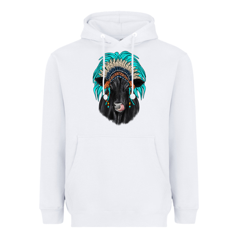 Black Angus Indian Headdress Heavyweight Hoodie by JahusDesignShop | Teevron