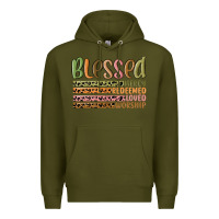 Army Green retro blessed redeemed quotes Premium Hoodie - MaliasSmallBusiness