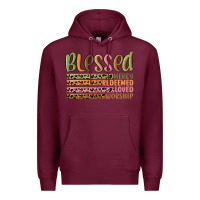 Burgundy retro blessed redeemed quotes Premium Hoodie - MaliasSmallBusiness
