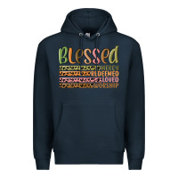 Navy retro blessed redeemed quotes Premium Hoodie - MaliasSmallBusiness